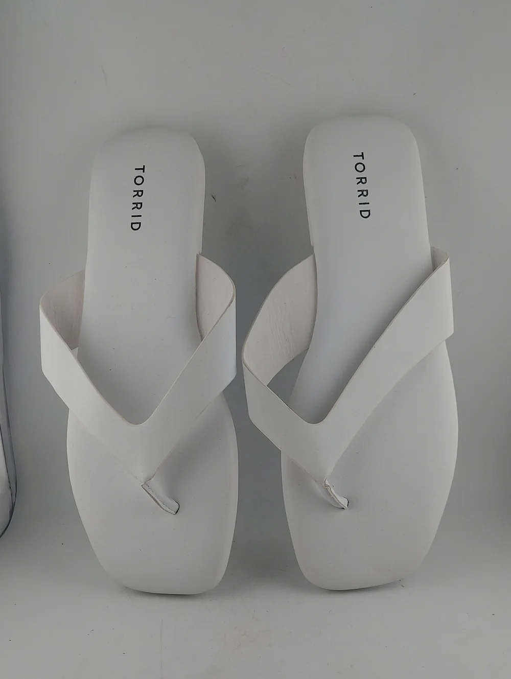 torrid White Square-Toe Thong Sandals